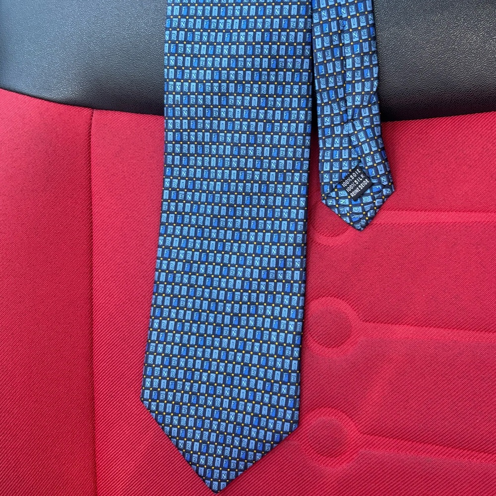 Fendi Geometric Blue Men's Tie